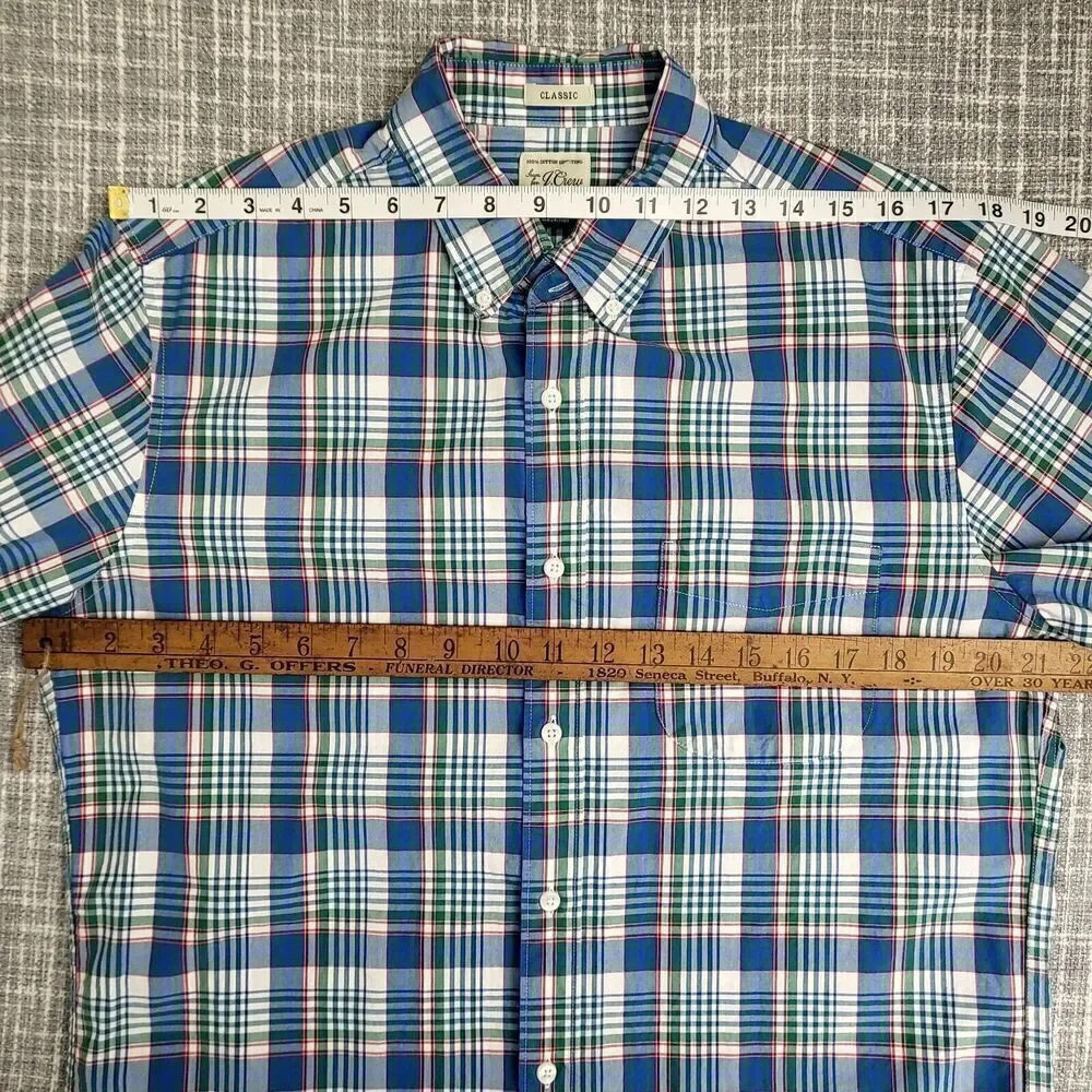 J. Crew Plaid Casual Dress Shirt Blue Multicolor Men's M